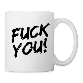 "Fuck you!" - Black brush writing - Mug - white - Right