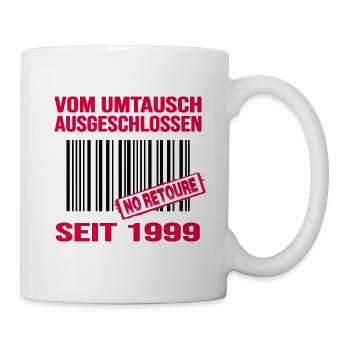1999 geburtstag 23 jahre retro barcode no retoure - Tasse - Weiß - Rechts