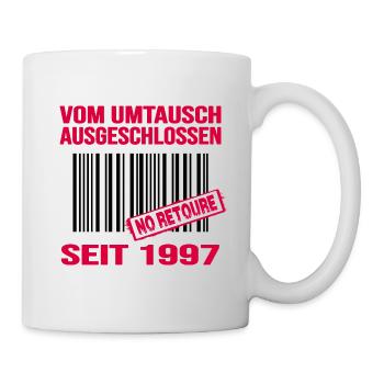 1997 geburtstag 25 jahre retro barcode no retoure - Tasse - Weiß - Rechts