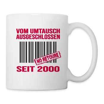2000 geburtstag 22 jahre retro barcode no retoure - Tasse - Weiß - Rechts