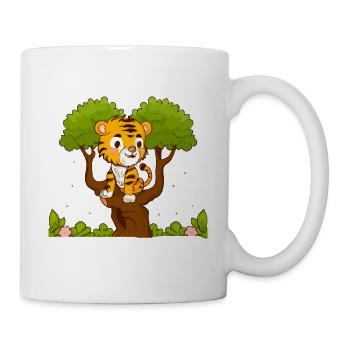 Tiger auf einem Baum - Tasse - Weiß - Rechts
