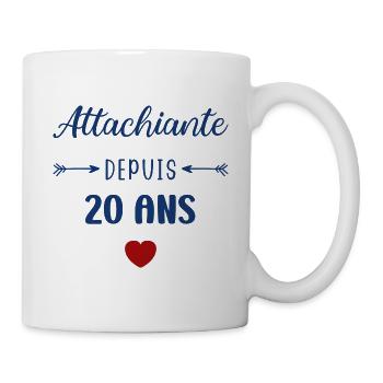 Attachiante depuis 20 ans - Mug blanc - blanc - Droite