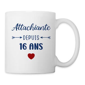 Attachiante depuis 16 ans - Mug blanc - blanc - Droite