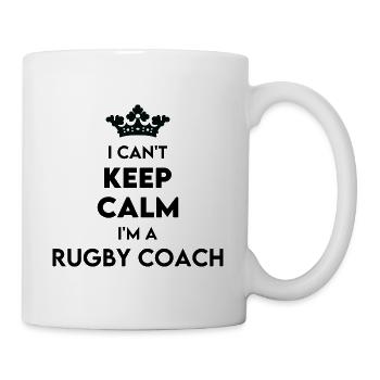 Beruf – Ich kann nicht ruhig bleiben Ich bin Rugby-Trainer - Tasse - Weiß - Rechts