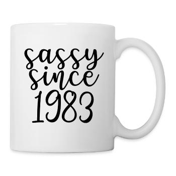 frech seit 1983, Geschenk zum 40. Geburtstag 40 Jahre alt - Tasse - Weiß - Rechts