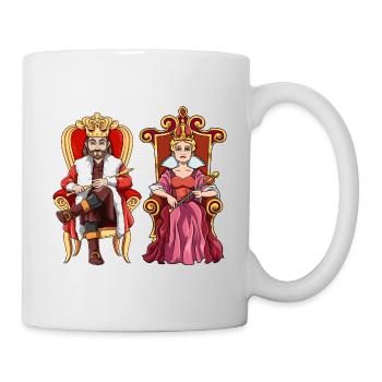 König Königin mit Krone auf dem Thron. - Tasse - Weiß - Rechts