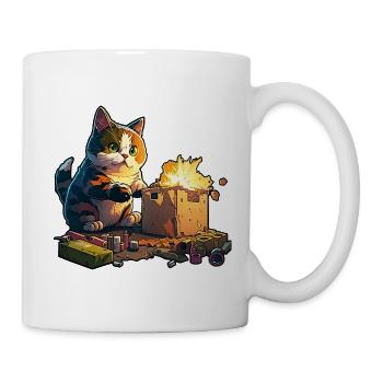Pyromanische Katze - Tasse - Weiß - Rechts