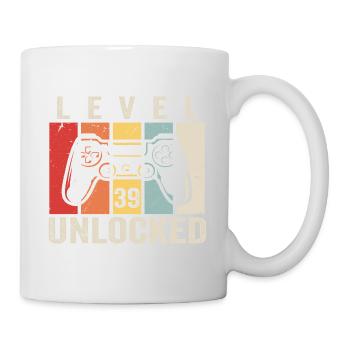 Level 39 Unlocked 39 Jahre Geburtstag Geschenk - Tasse - Weiß - Rechts
