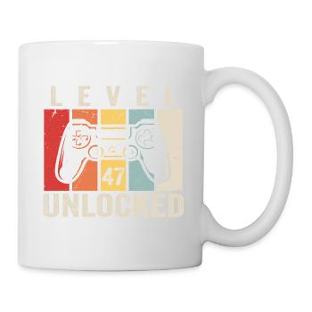 Level 47 Unlocked 47 Jahre Geburtstag Geschenk - Tasse - Weiß - Rechts