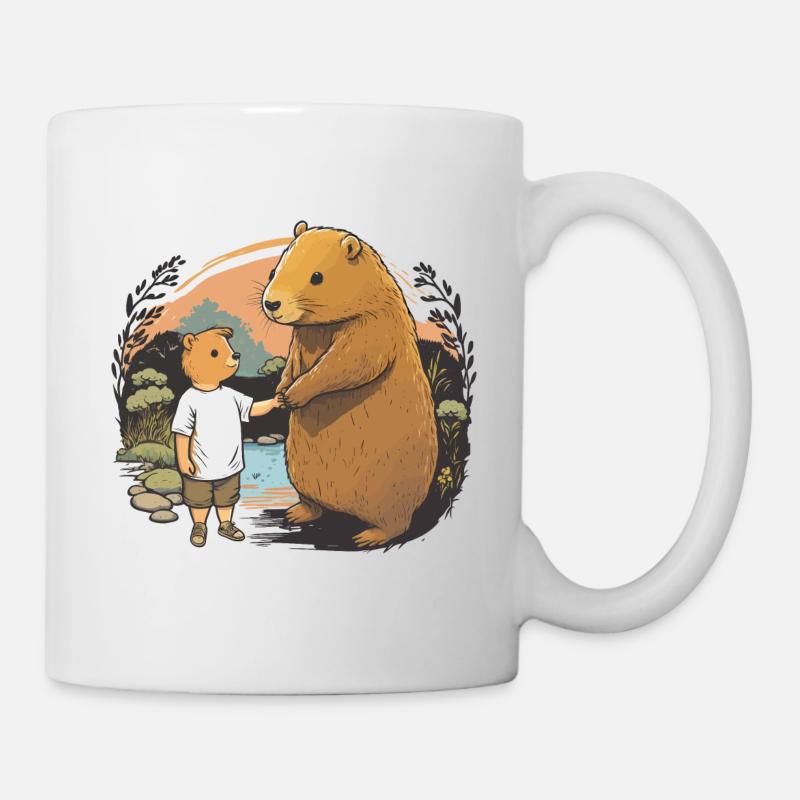 Capybara Mama und Kind Muttertag - Tasse - Weiß