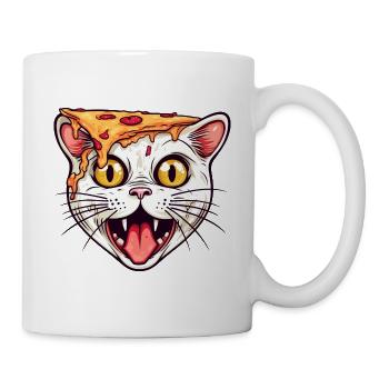 Pizza Katze - Tasse - Weiß - Rechts
