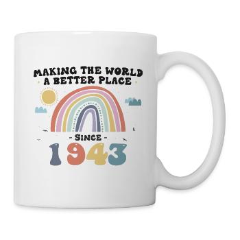 Making The World Better Place Since 1943, Cute - Mug - white - Right