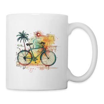 Colorful bike in retro vintage look - Mug - white - Right