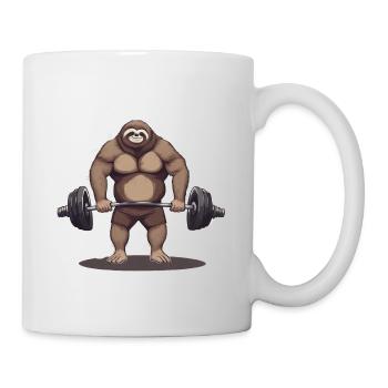 Kraftsport Fitness Hanteln Muskel Faultier - Tasse - Weiß - Rechts