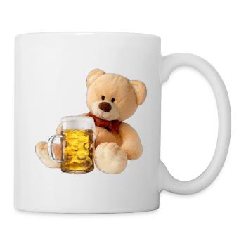 Ours avec bière bière chemise buveur de bière - Mug blanc - blanc - Droite