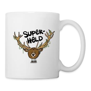 Hirsch Superheld - Tasse - Weiß - Rechts