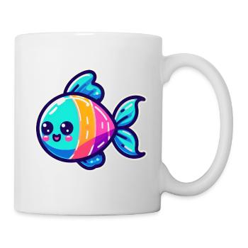 Regenbogen Fisch Design - Tasse - Weiß - Rechts