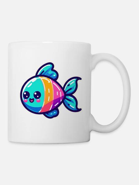 Regenbogen Fisch Design - Tasse - Weiß