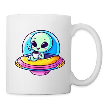 Un extraterrestre mignon comique extraterrestre dans UFO avec - Mug blanc - blanc - Droite