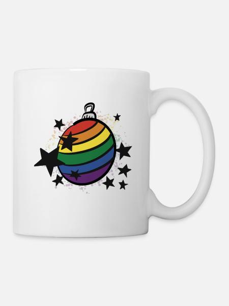 Rainbow Ball / Christmas / Stars / Xmas - Mug - white