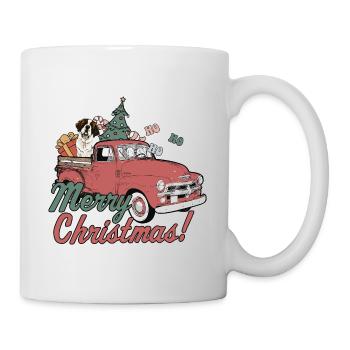 Vintage Red Pick Up Truck Merry Christmas Saint - Mug - white - Right