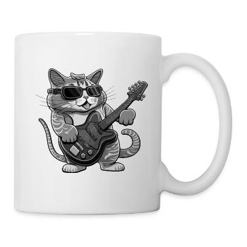 Funny Cat playing Guitar Katze spielt Gitarre - Mug - white - Right