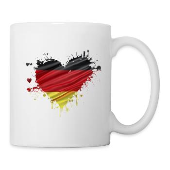 Deutschland Flagge Fahne Herz schwarz rot gold - Tasse - Weiß - Rechts