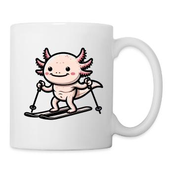 Cute axolotl skiing in winter in the - Mug - white - Right