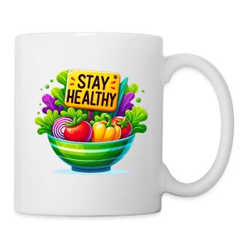 Frische Salatschüssel mit gesunder Botschaft - Tasse - Weiß - Rechts