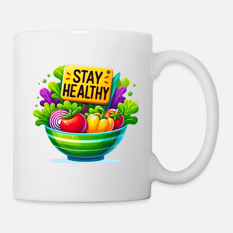 Frische Salatschüssel mit gesunder Botschaft - Tasse - Weiß