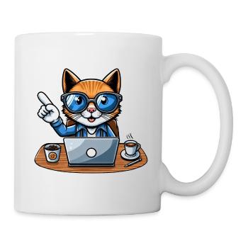Cat and tomcat in the office - with coffee CEO - Mug - white - Right