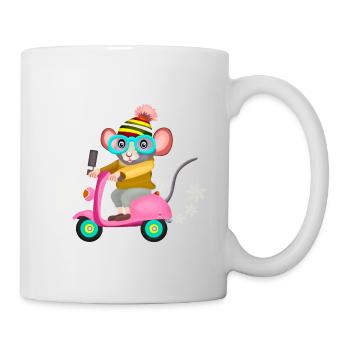 auf Roller - Tasse - Weiß - Rechts