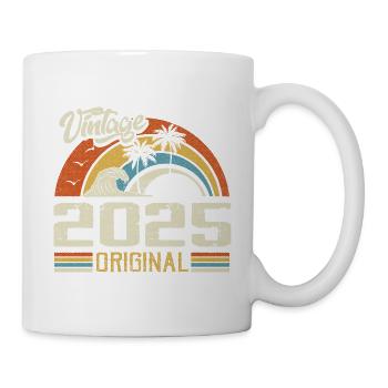 Vintage 2025 Vintage Retro Jubiläumsgeschenk - Tasse - Weiß - Rechts