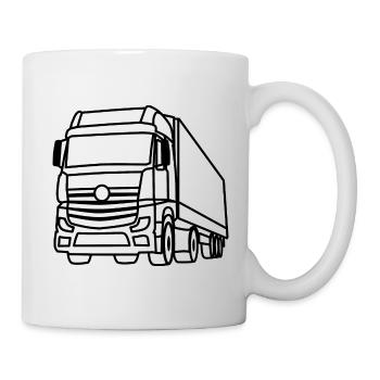 LKW / Truck Front - schwarze Kontur - Tasse - Weiß - Rechts