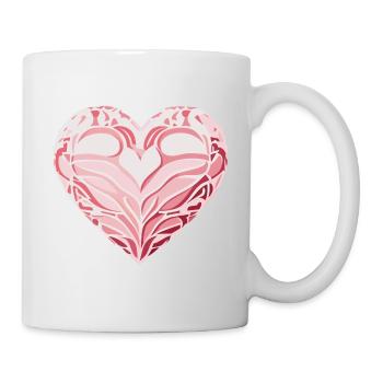 Rosa Herz Design mit Muster - Tasse - Weiß - Rechts