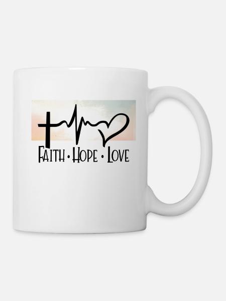 Faith, Love, Hope, God, Christian - Mug - white