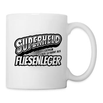 Superheld, clever getarnt als Fliesenleger - Tasse - Weiß - Rechts