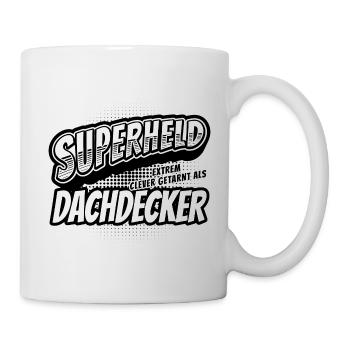 Superheld, clever getarnt als Dachdecker - Tasse - Weiß - Rechts