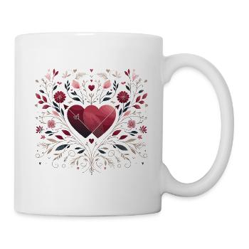 Coeurs doubles avec motif - Mug blanc - blanc - Droite