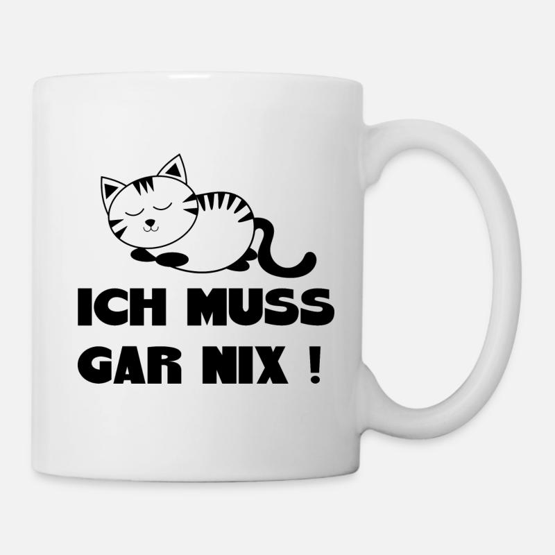 schlafende Katze Katze weiß Katzen Geschenk - Tasse - Weiß