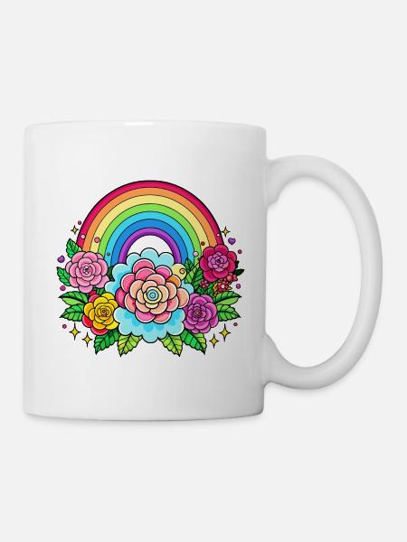 Arc-en-ciel floral - Mug blanc - blanc
