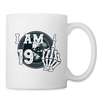 I'm 19 plus 1 middle finger Skull funny 20th - Mug - white - Right