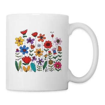 Bunte Blumen - Tasse - Weiß - Rechts