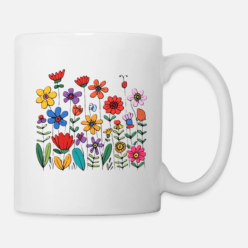 Bunte Blumen - Tasse - Weiß