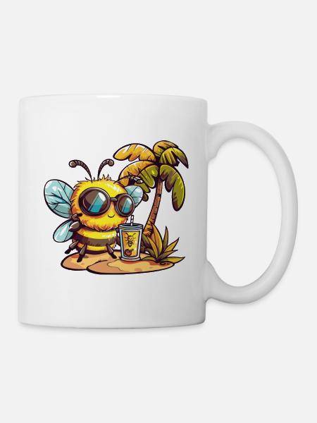 Biene Sommer Urlaub - Tasse - Weiß