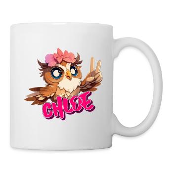 CHLOE - Schöner Mädchen Name mit süßer EULE - Tasse - Weiß - Rechts