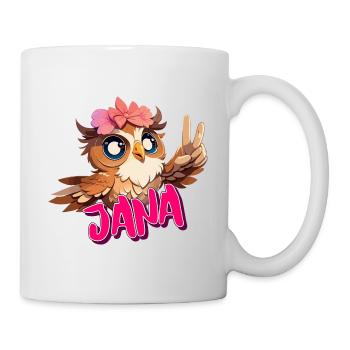 JANA - Beau nom de fille avec hibou mignon - Mug blanc - blanc - Droite