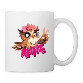 ANNA - Schöner Mädchen Name mit süßer EULE - Tasse - Weiß - Rechts