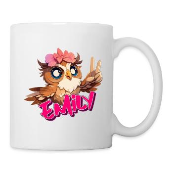 EMILY - Beautiful Girl Name with Cute OWL - Mug - white - Right