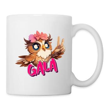 GALA - Beautiful Girl Name with Cute OWL - Mug - white - Right